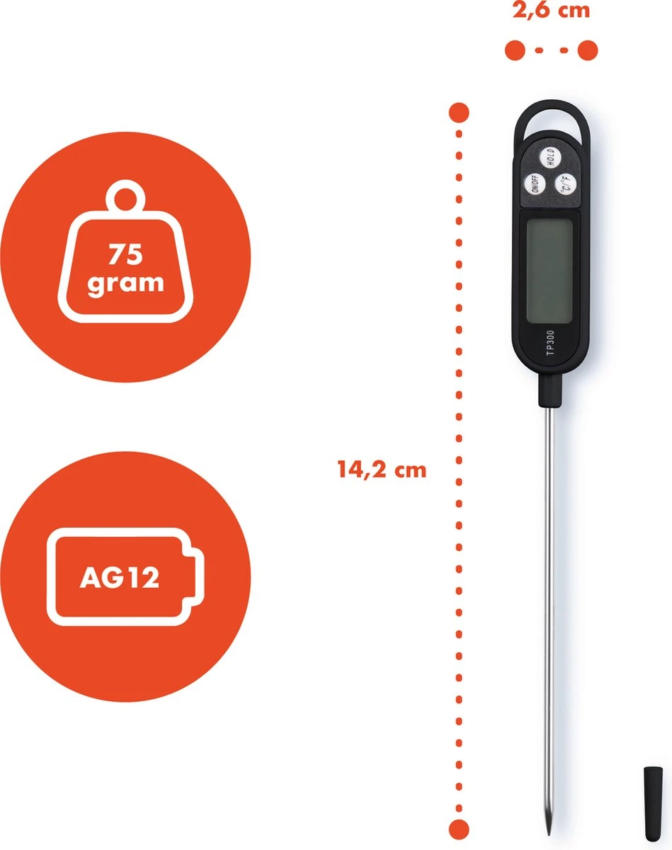 Captain Cook Keukenthermometer - Inclusief E-Kookboek - Vleesthermometer - BBQ Thermometer- Suikerthermometer - Kernthermometer 9 Captain Cook Keukenthermometer - Inclusief E-Kookboek - Vleesthermometer - BBQ Thermometer- Suikerthermometer - Kernthermometer - Afbeelding 9