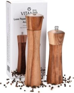 VITAMO™ Peper En Zoutmolen Set Van Acacia Hout Met Keramische Maalschijven - Grove En Fijne Maling - Instelbaar - Handmatig - Duurzaam En Tijdloos Acaciahout -Merkloos Winkel 964x1200 1