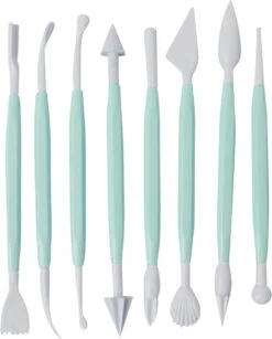 Merkloos 8-Delig Modelleer Sticks Met 16 Verschillende Vormen - Shape Sculpting Fondant Tool Set - Cake Gereed - Taartdecoratie Gereedschap - Modelleer Gereedschappen - Modelleren Fondant
