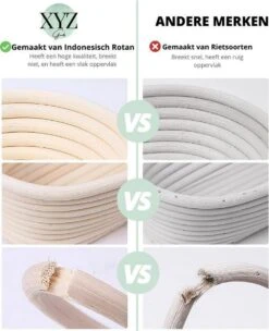 XYZ Goods - Rijsmandje Inclusief Deegkleed, Deegschraper, Broodmes, Oliekwast - Voor Brood Bakken Rijsmand - Banneton - Rijsmandje Broodbakken - Rijsmandje Rond - Ø 23 Cm - Complete Broodbak Set -Merkloos Winkel 976x1200 5