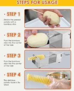 Uten - Spiraalsnijder Aardappel - Groente Slicer - Fruit Slicer - Frietsnijders - Voor Fruit, Aardappelen, Tornado Chips, Komkommers Of Wortels(RVS) -Merkloos Winkel 980x1200 1