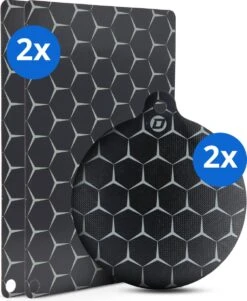 Dykemann® Inductie Beschermingsmatten / Panbeschermers - 2x Rechthoek & 2x Rond XL - Anti-slip & Bescherming Tot 240° - Kookplaat Beschermer - Inductie Matten - Zwart