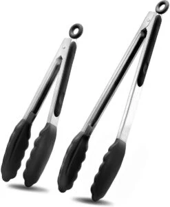 Merkloos Vleestangen 2 Stuk Swissl - Salade Tang – Bbq Tang – 2 Siliconen Tangen - 26cm En 36cm – Serveertang - Keukentang - Barbecue Tang - Zwart