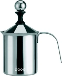 DOWO® - Melkopschuimer Handmatig - RVS - 400 Ml - Melkschuimer - Vaatwasserbestendig - Barista - Melkkan - Hittebestendige Bodem - Inductie