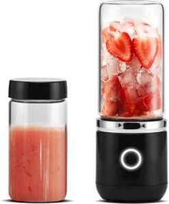 Blend In - Blender To Go - Smoothie Maker - Oplaadbare Mini Blender - Smoothies & Shakes - Draadloos & Draagbaar - Fruit Mixer - USB Oplaadbaar - 350ML - Zwart