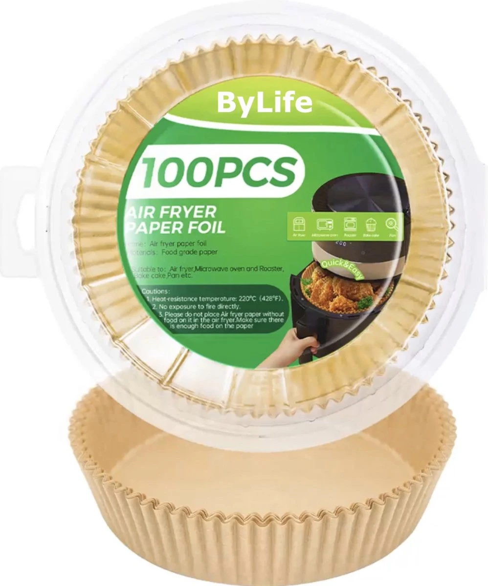 ByLife® Airfryer Bakpapier - Wegwerpbakjes Voor Airfryer - 100 Stuks - 20 CM 1 ByLife® Airfryer Bakpapier - Wegwerpbakjes Voor Airfryer - 100 Stuks - 20 CM